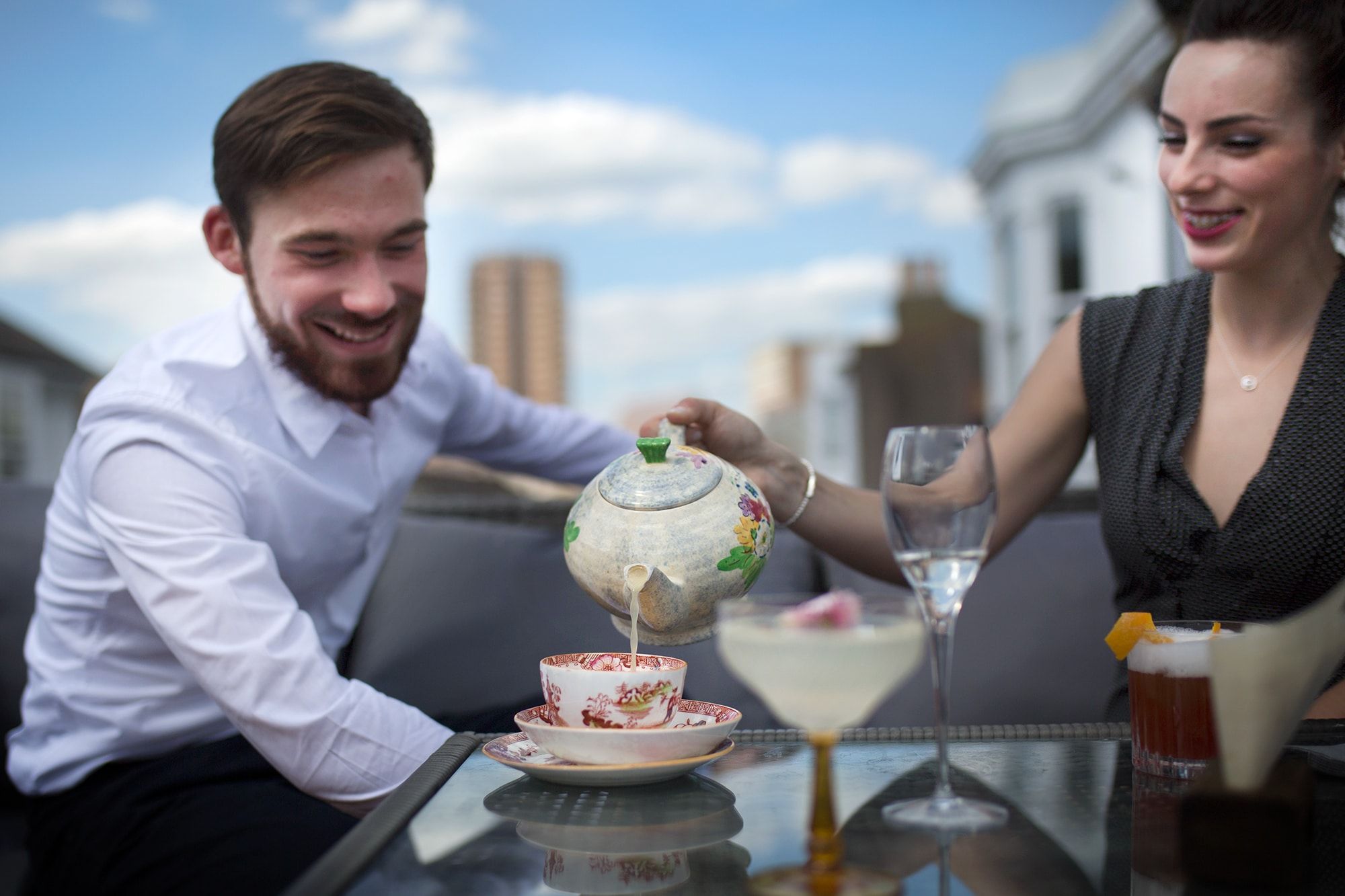 tea and cocktails outside
