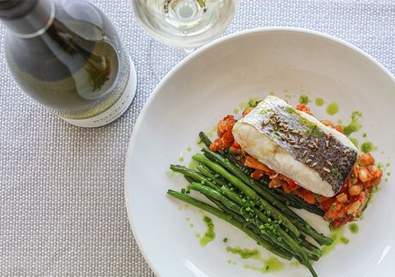 Fish and French beans at Bolney Wine Estate