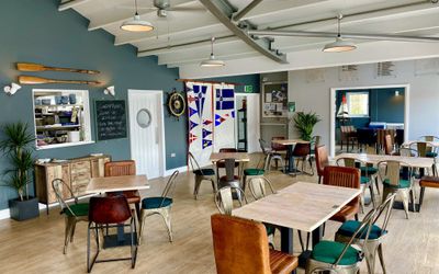 View inside The Watershed bar and kitchen. Nautically themed, spacious and full of natural light. Private Dining Brighton Marina