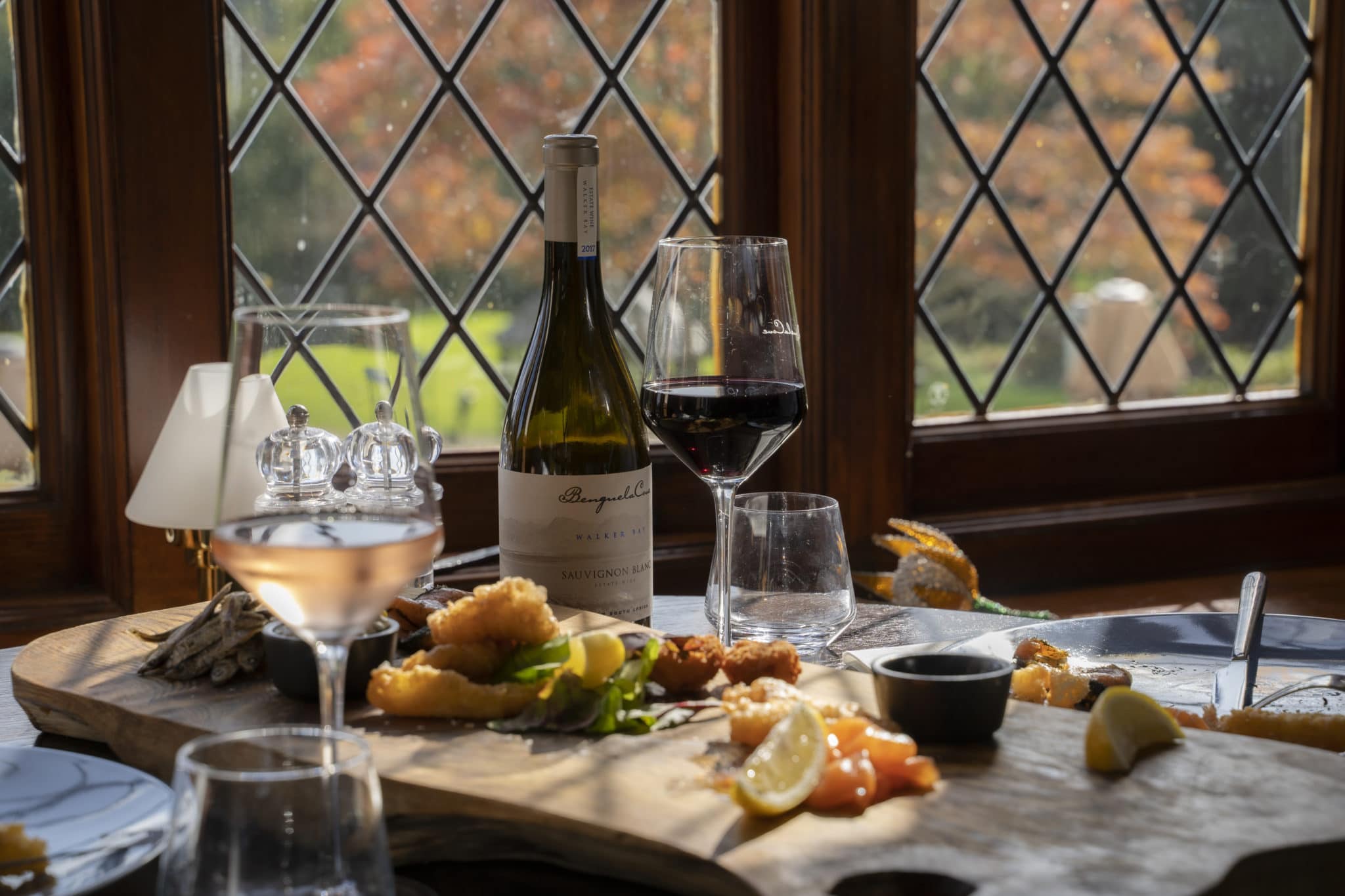 wine and seafood platter