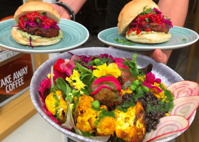 Burgers and falafel at Neighbourhood