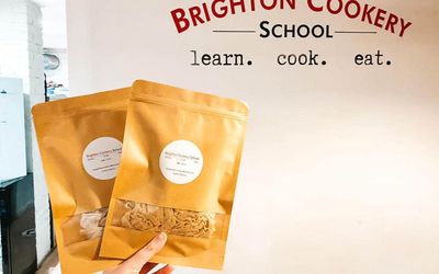 Bags of freshly made pasta to take home from Brighton Cookery School