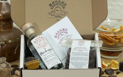 A gift box from Madame Jennifer including the products needed to make their finish at home gin truffles