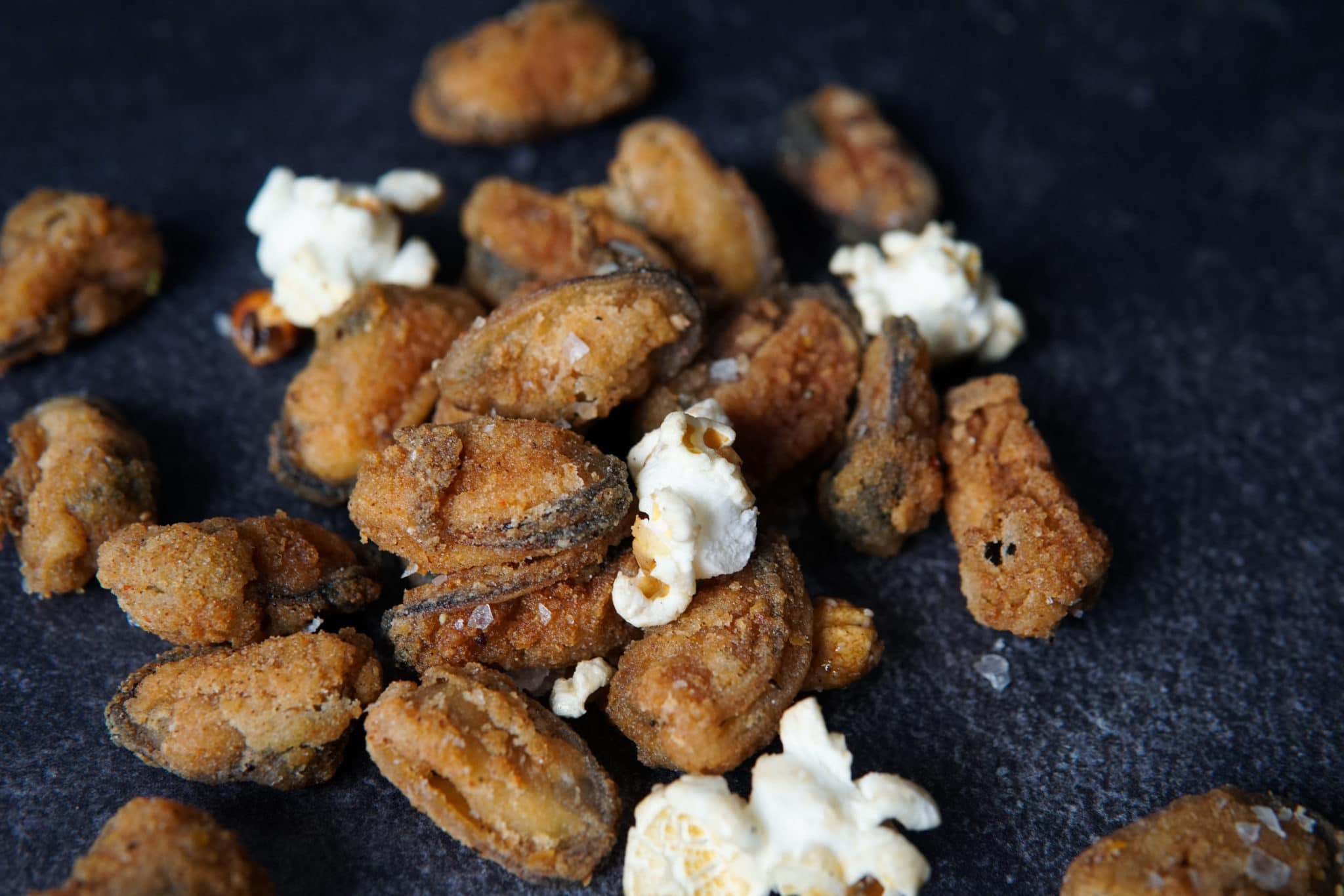 Southern spiced popcorn fried mussels at Tide Brighton