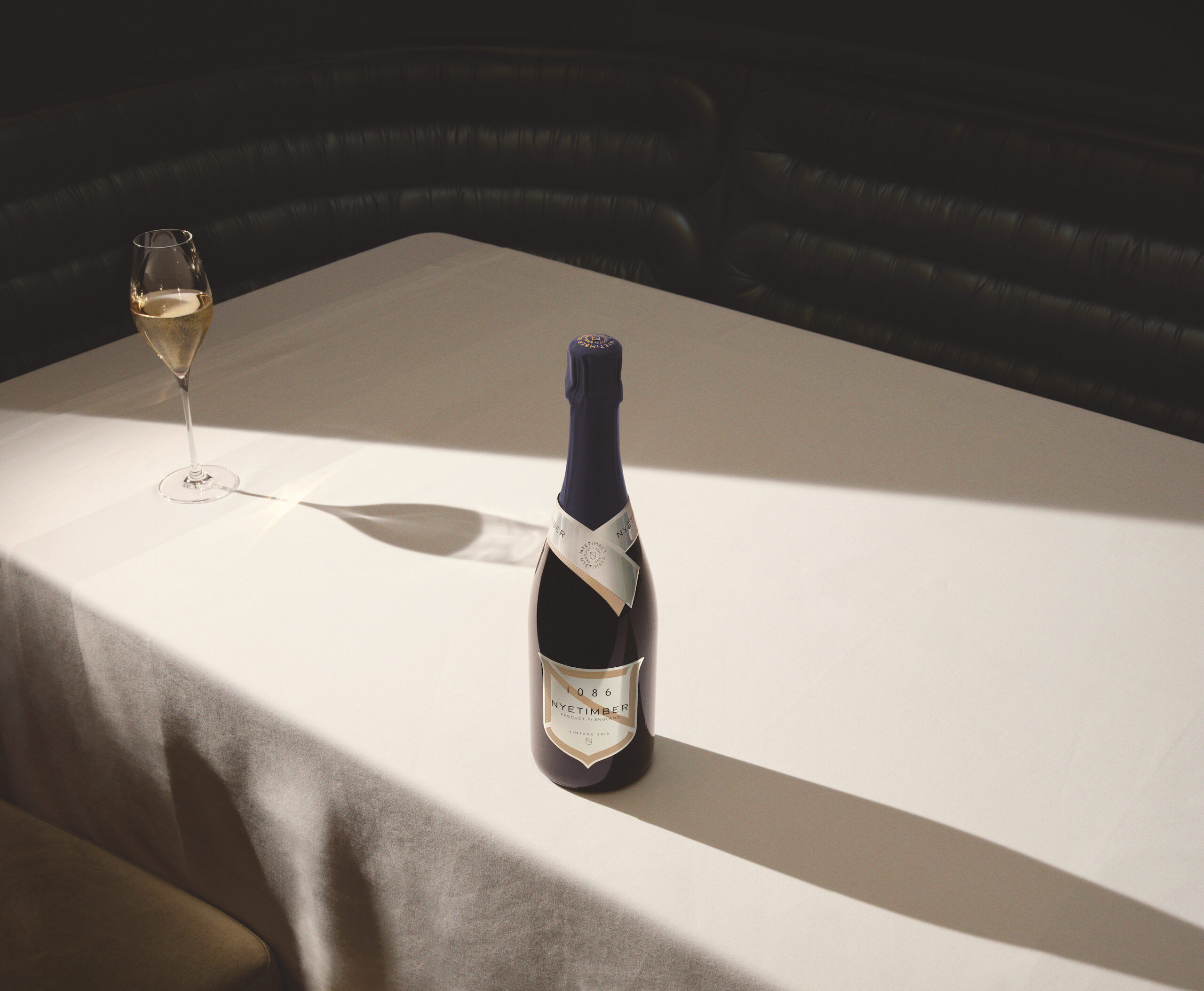 Bottle and glass of Nyetimber at etch restaurant in Hove 