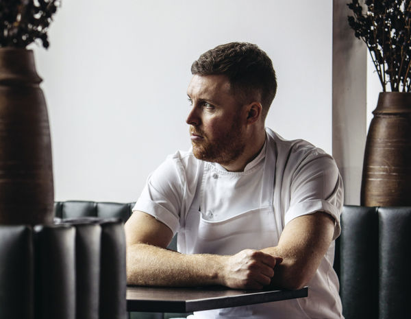 Steven Edwards from etch. Sat in the window at etch. restaurant on Church Road in Hove.