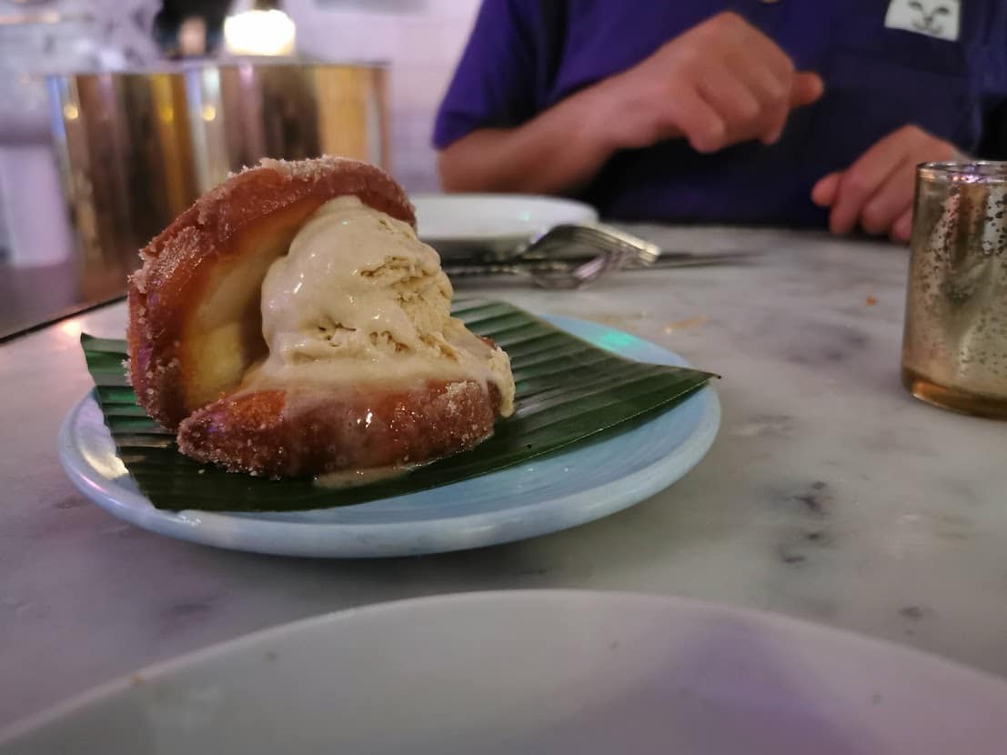 donut filled with coocnut ice cream