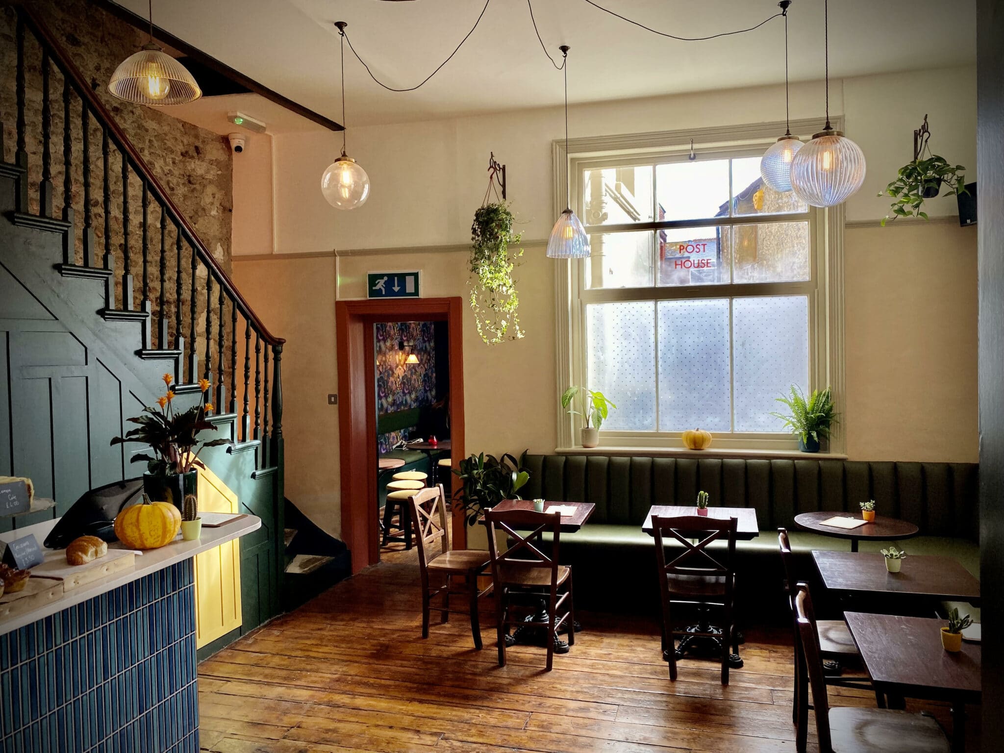 cafe with pendant lights