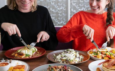 two ladies having a lunch