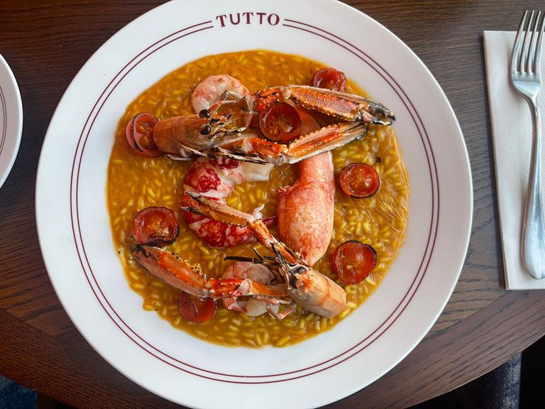 over head shot of the crab dish. Italian restaurant in Brighton. Features in our fish restaurant Brighton guide