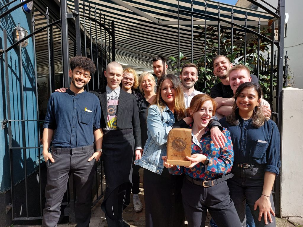 The team at Burnt Orange celebrating winning Best Brighton Restaurants in the 2022 BRAVOs, where to eat in Brighton