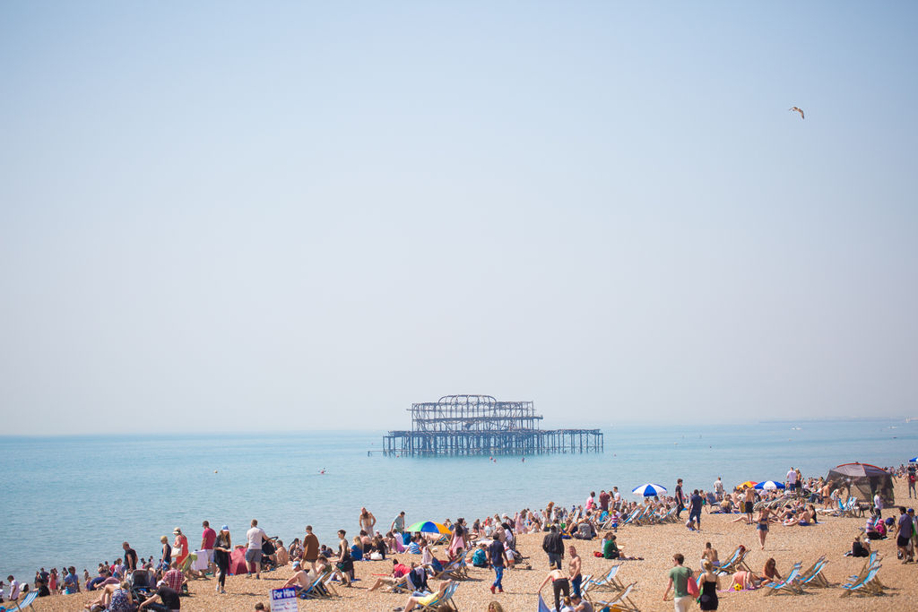 brighton beach in summer