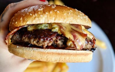 the world’s end close up shot of the vegan burger