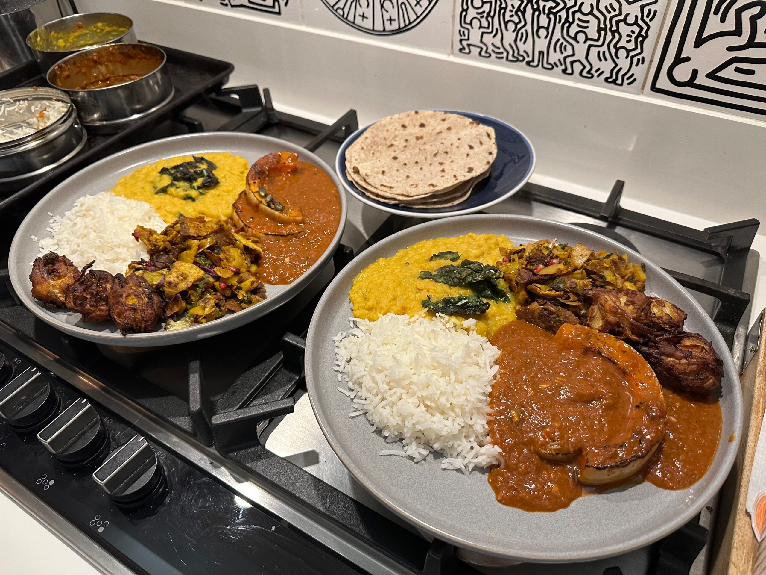 cooked Indian food on the stove