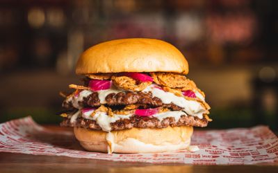 delicious burger at Meatliquor in Brighton