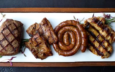 white plate with different types of meat