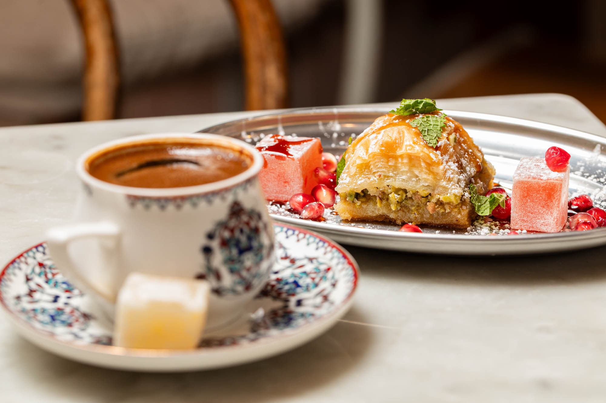 baklava with coffee