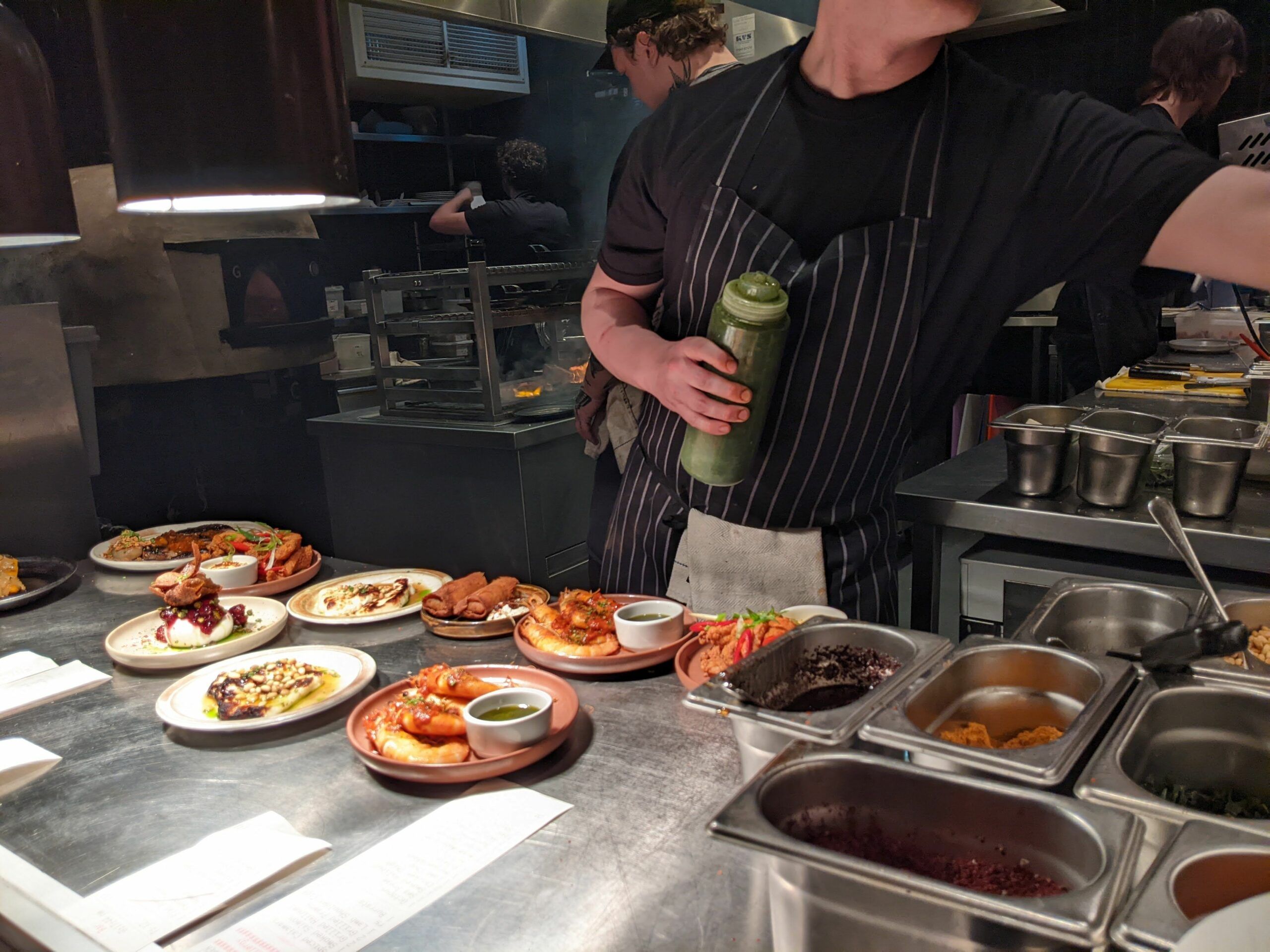 inside the kitchen at the burnt orange