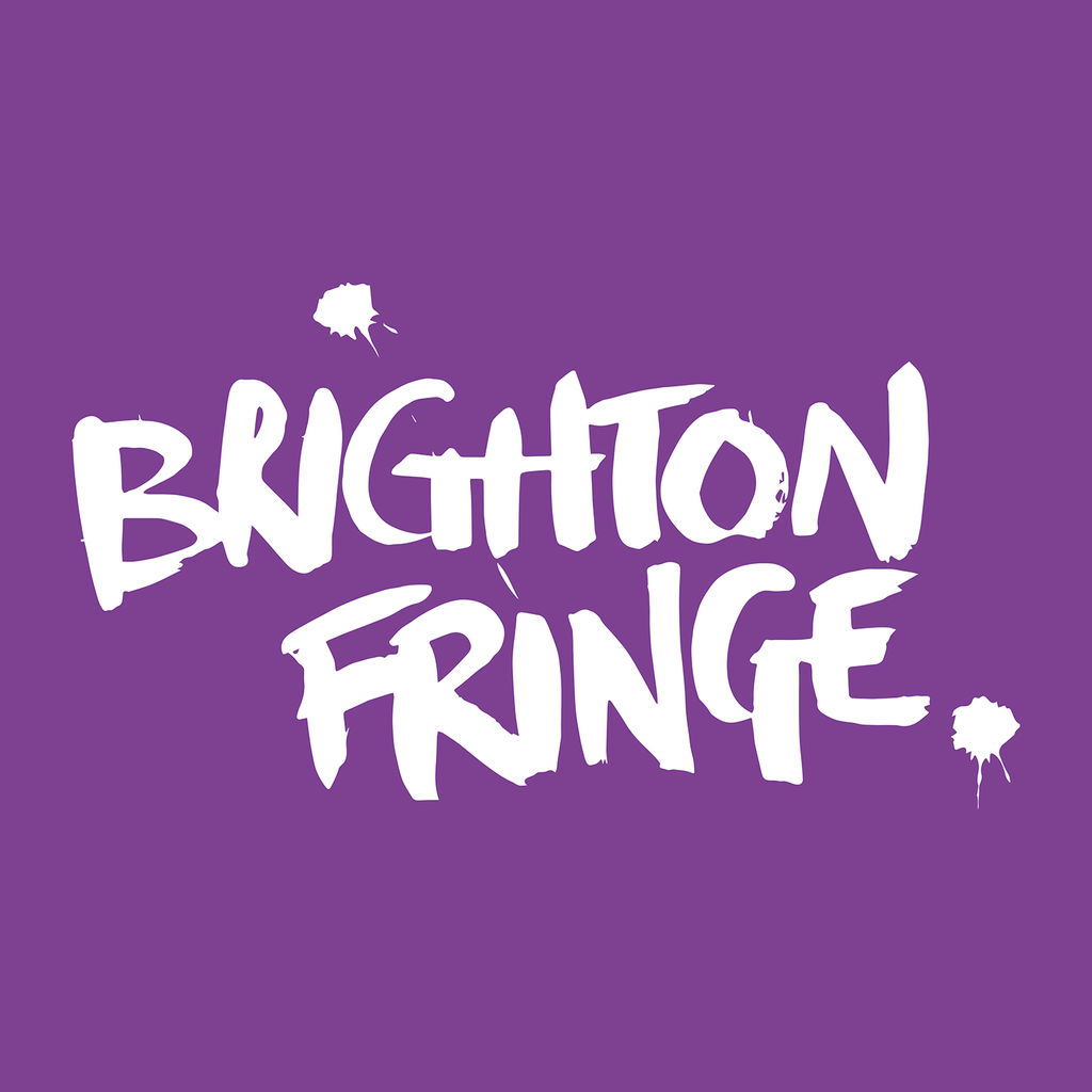 Brighton Fringe logo 2023 white on purple