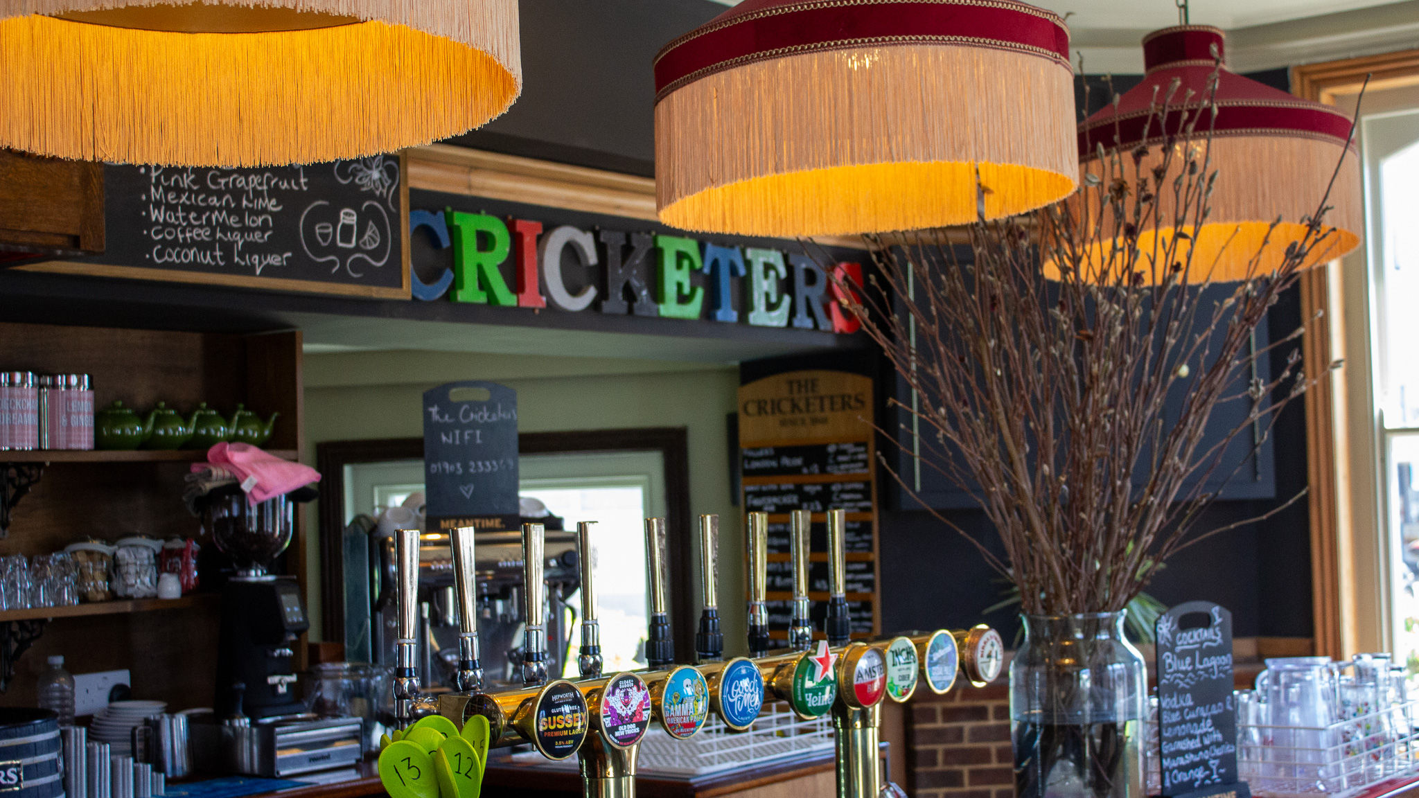 the bar area of the Cricketers Worthing pub in Sussex. 