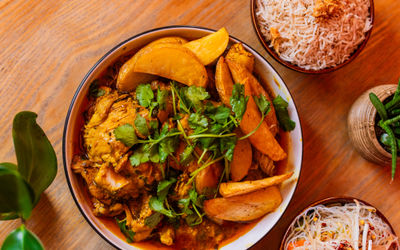 over head shot of rice and veggie dish at Nanima Brighton