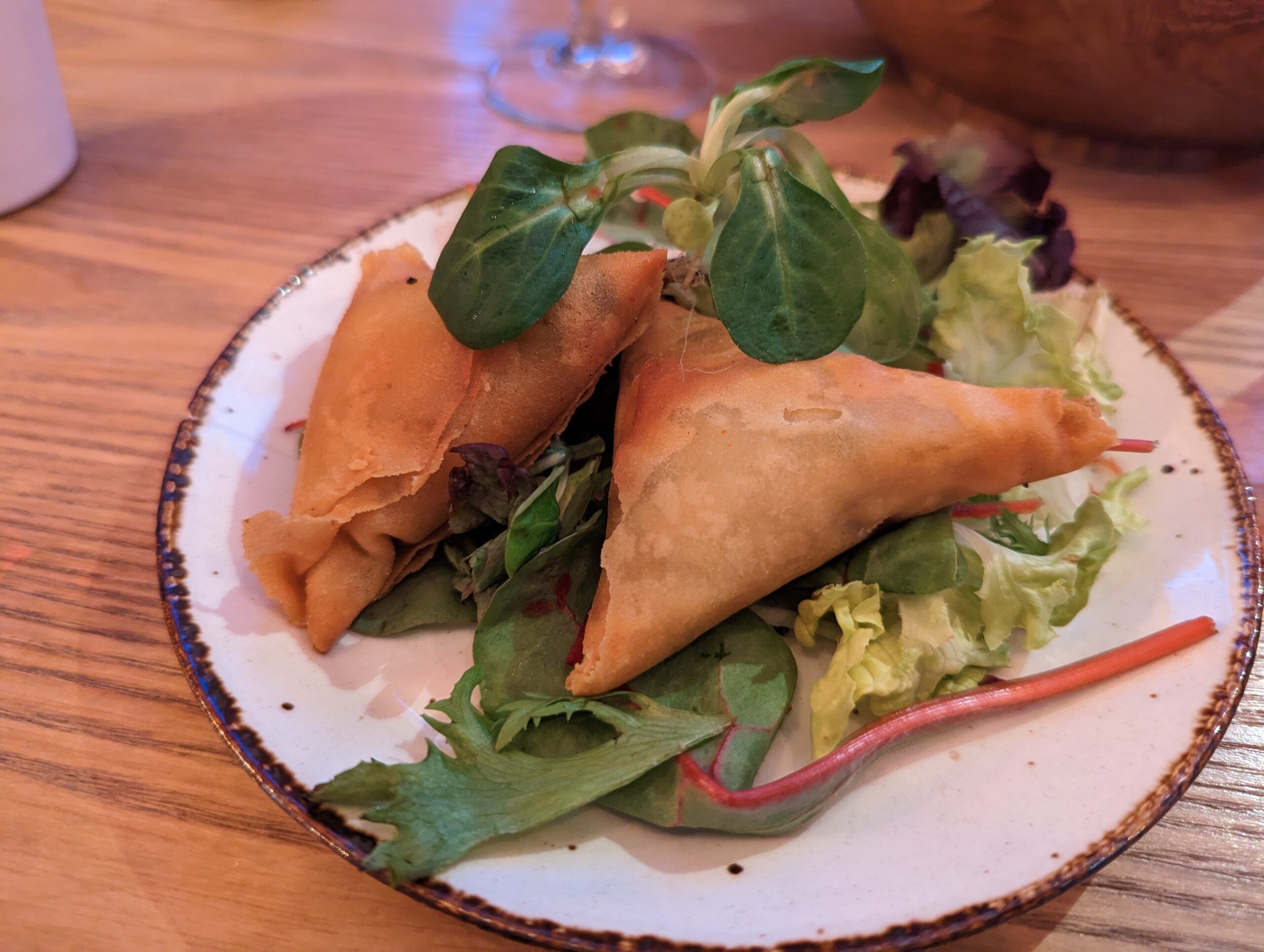 Asian tapas dish served on white plate for the dinner in kemptown