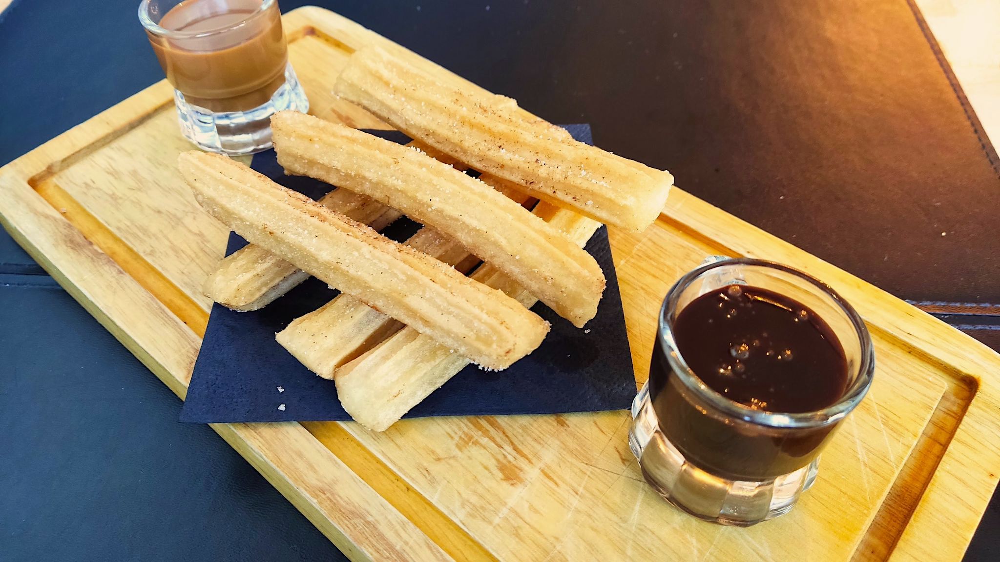 churros with a pot of dulce de leche, brunch feast at LatinoAmerica