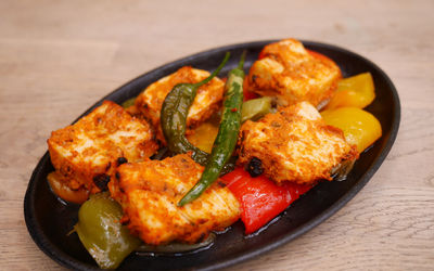 A vegetarian Indian dish with paneer cheese and chillies at Curry Leaf Cafe