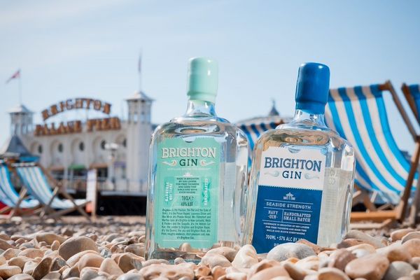 Pictured, Sussex made Brighton Gin on Brighton seafront in front of Brighton Pier
