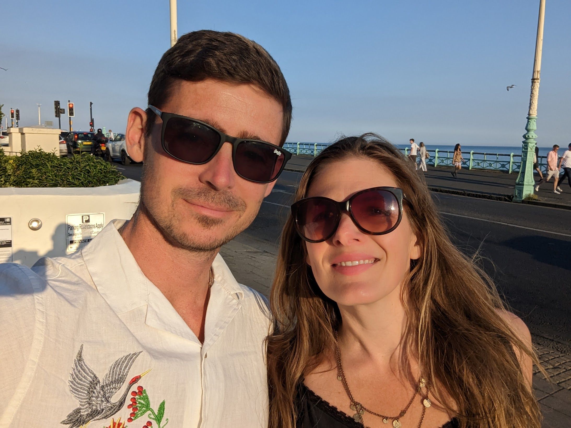 Hannah and her husband taking picture on the Brighton seafront. A Hidden Treasure at Dilsk