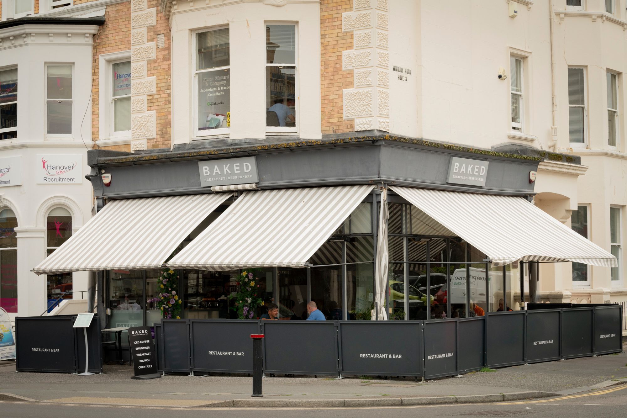 Exterior shot of Baked Hove from the across the street. Brunch and cocktails.