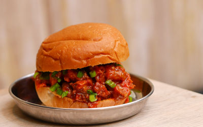 Mushroon Manchurian Pav burger at the Curry Leaf Cafe in Brighton. Featured in our Brighton burger guide