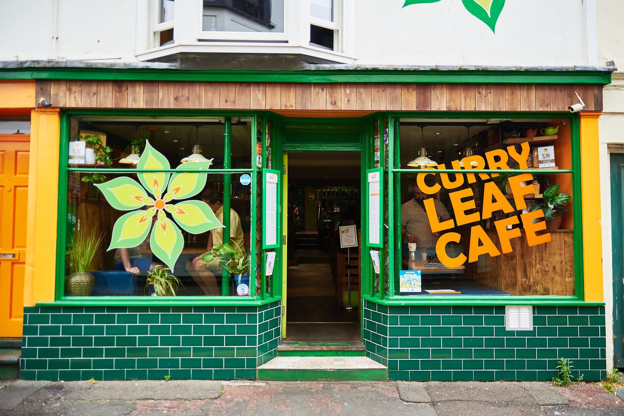Mouthwatering new brunch menu at the Curry Leaf Cafe. Exterior shot of the cafe and restaurant