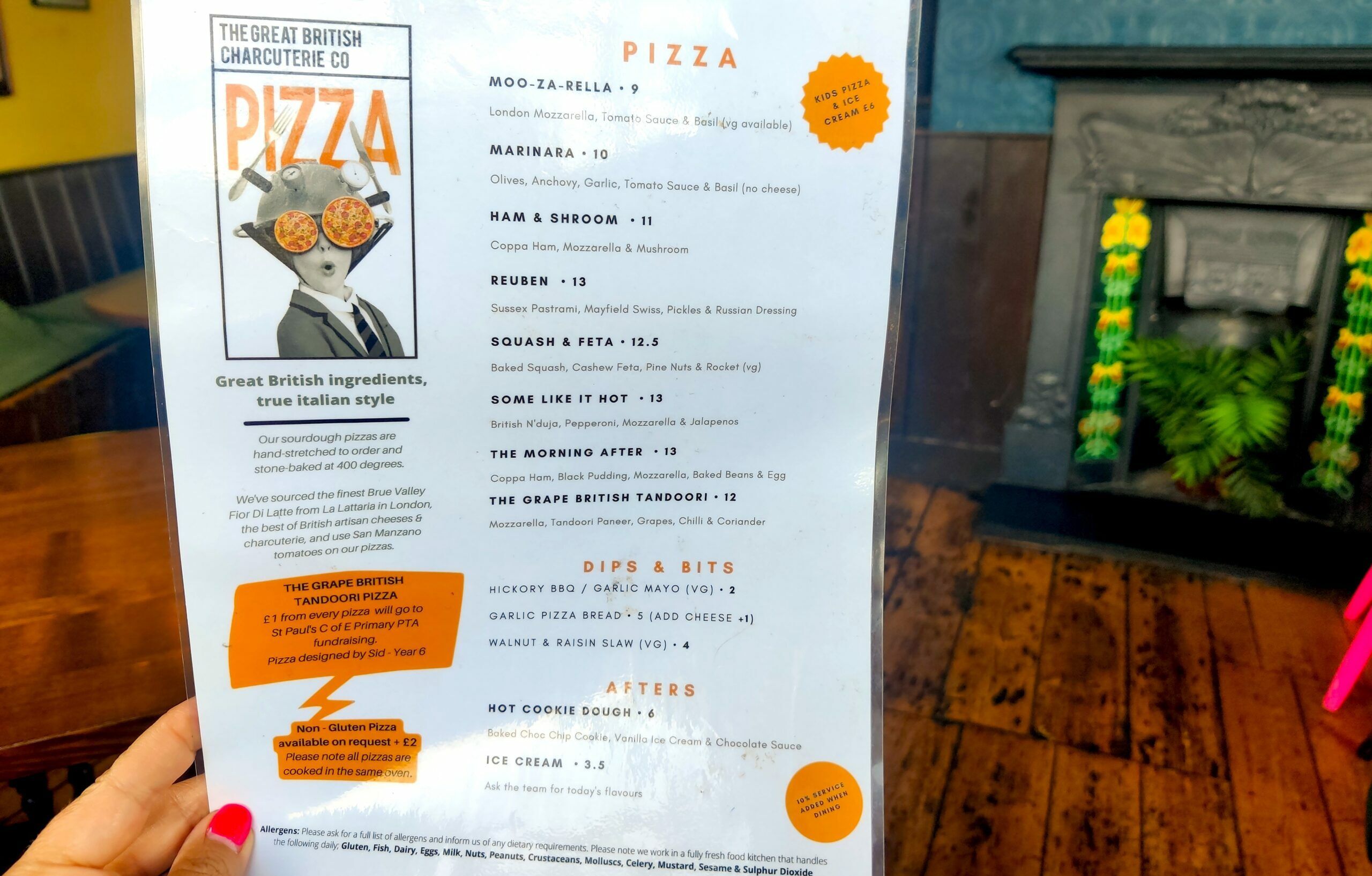 Photo of the pizza menu