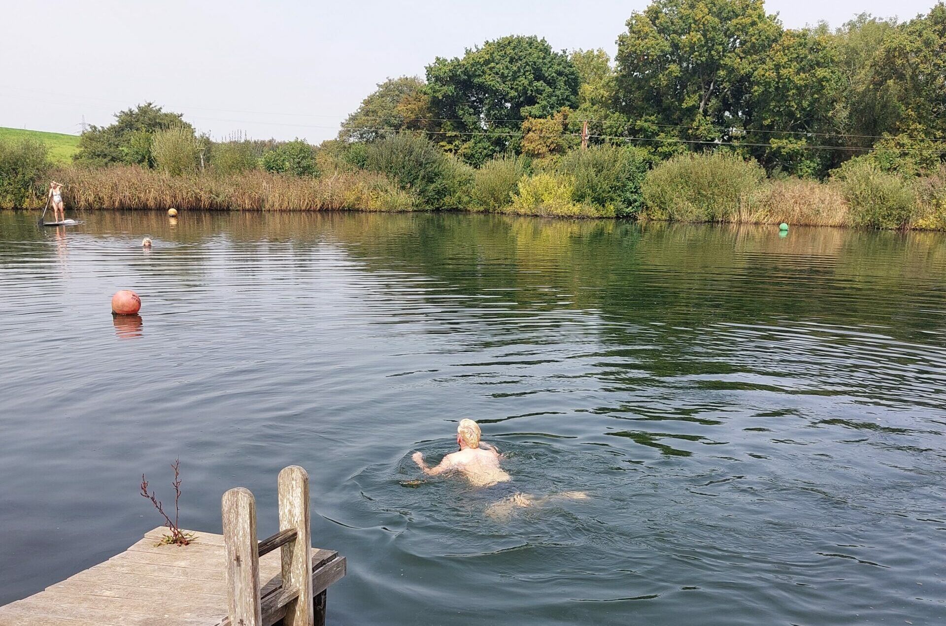 Rhys swimming in the late at the secret vineyard. Wellness in the Wild at The Secret Vineyard