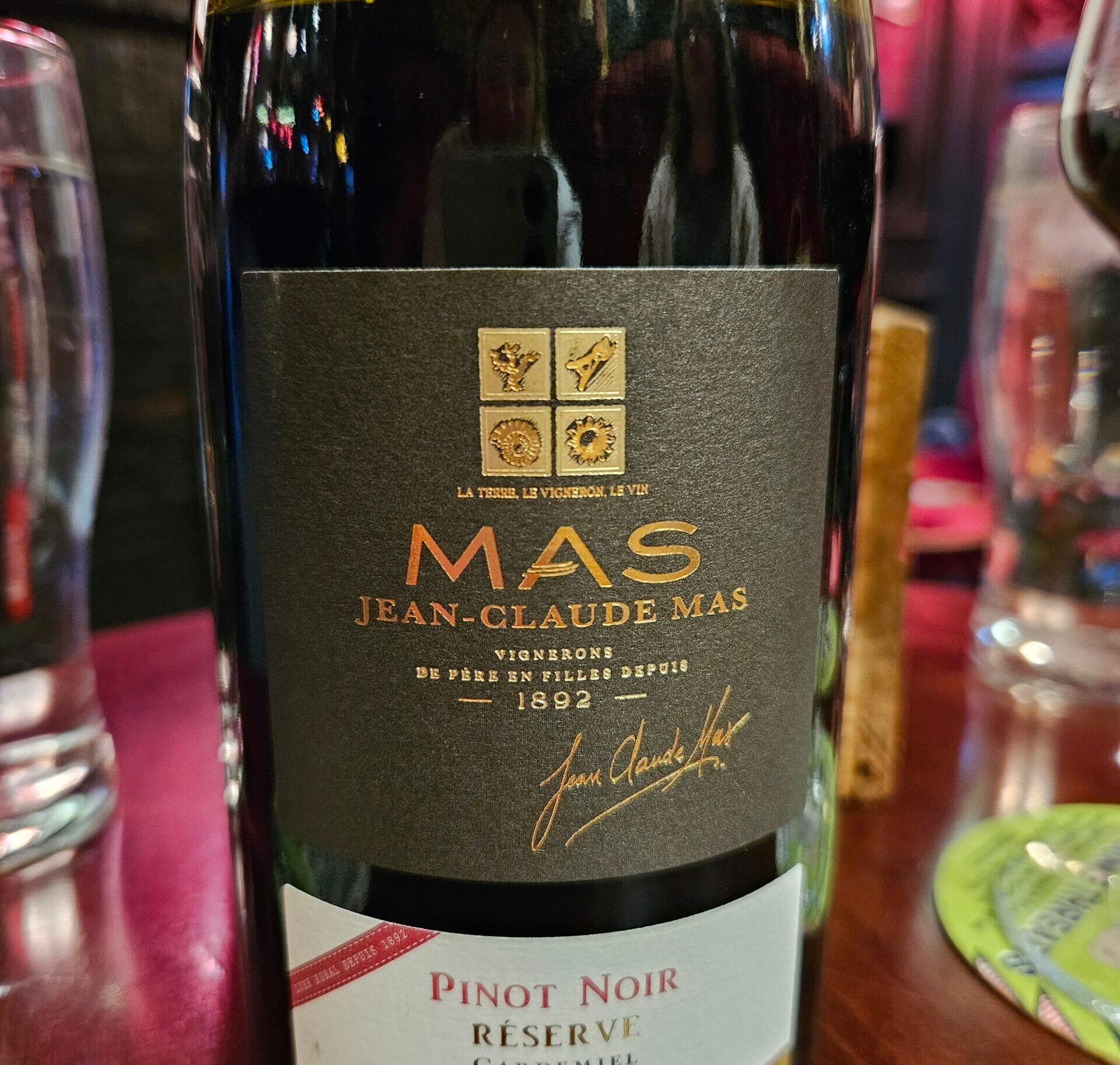 Bottle of Pinot Noir bottle of red wine