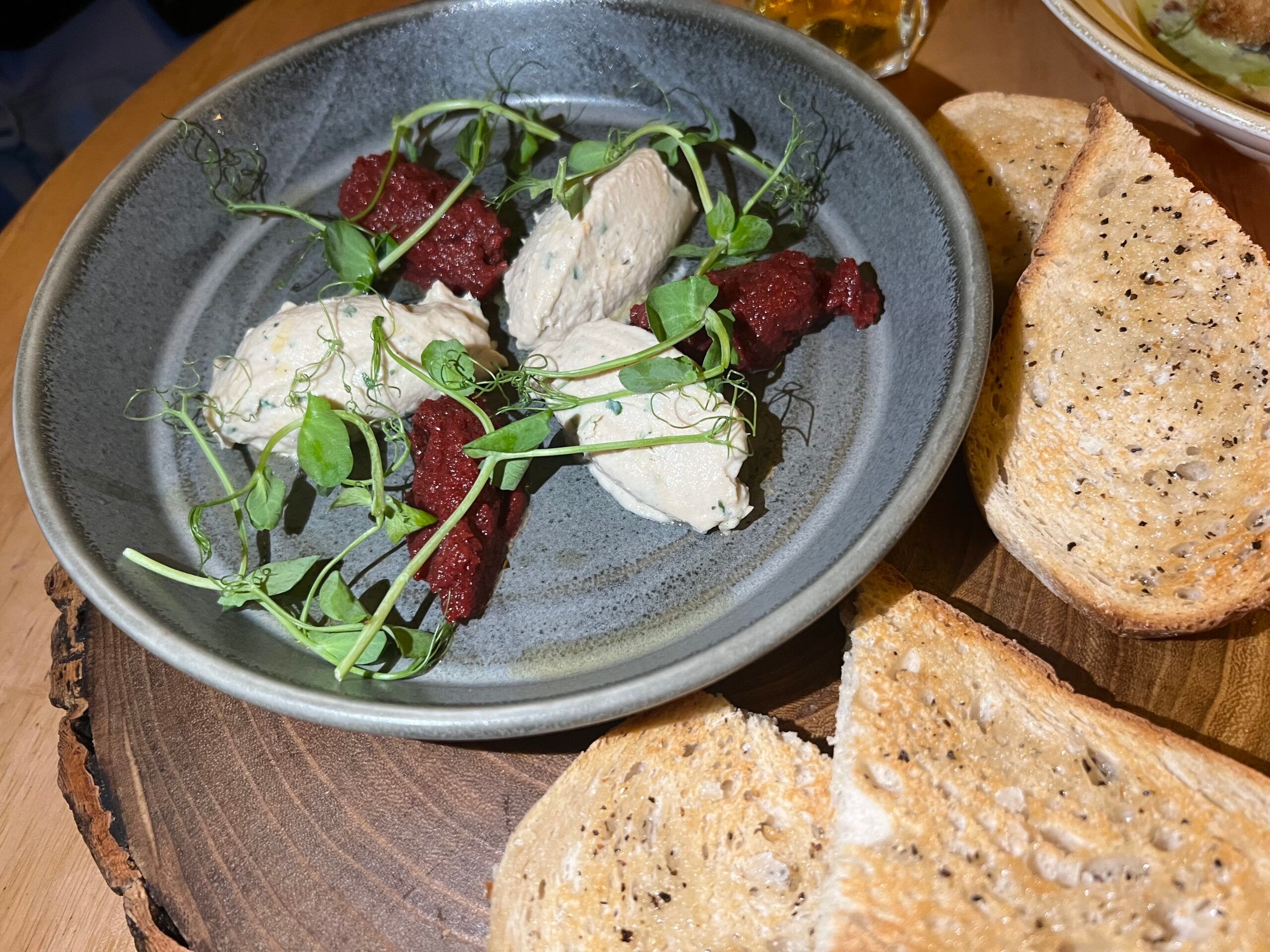 Smoked Mackerel Pâté with beetroot. Pub classics at The Basketmakers Arms