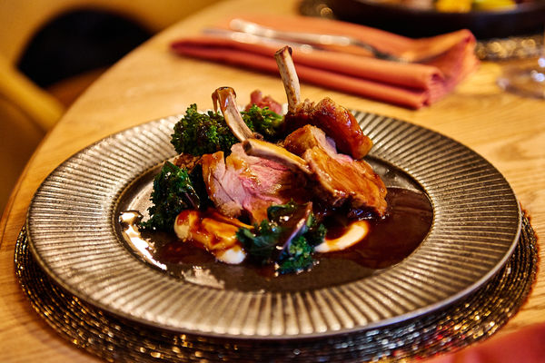 A plate of lamb and autumn vegetables with gravy at Terra Restaurant, Tottington Manor.
