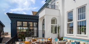 Alfresco South facing terrace at White Horses Rottingdean. Brighton venue Hire