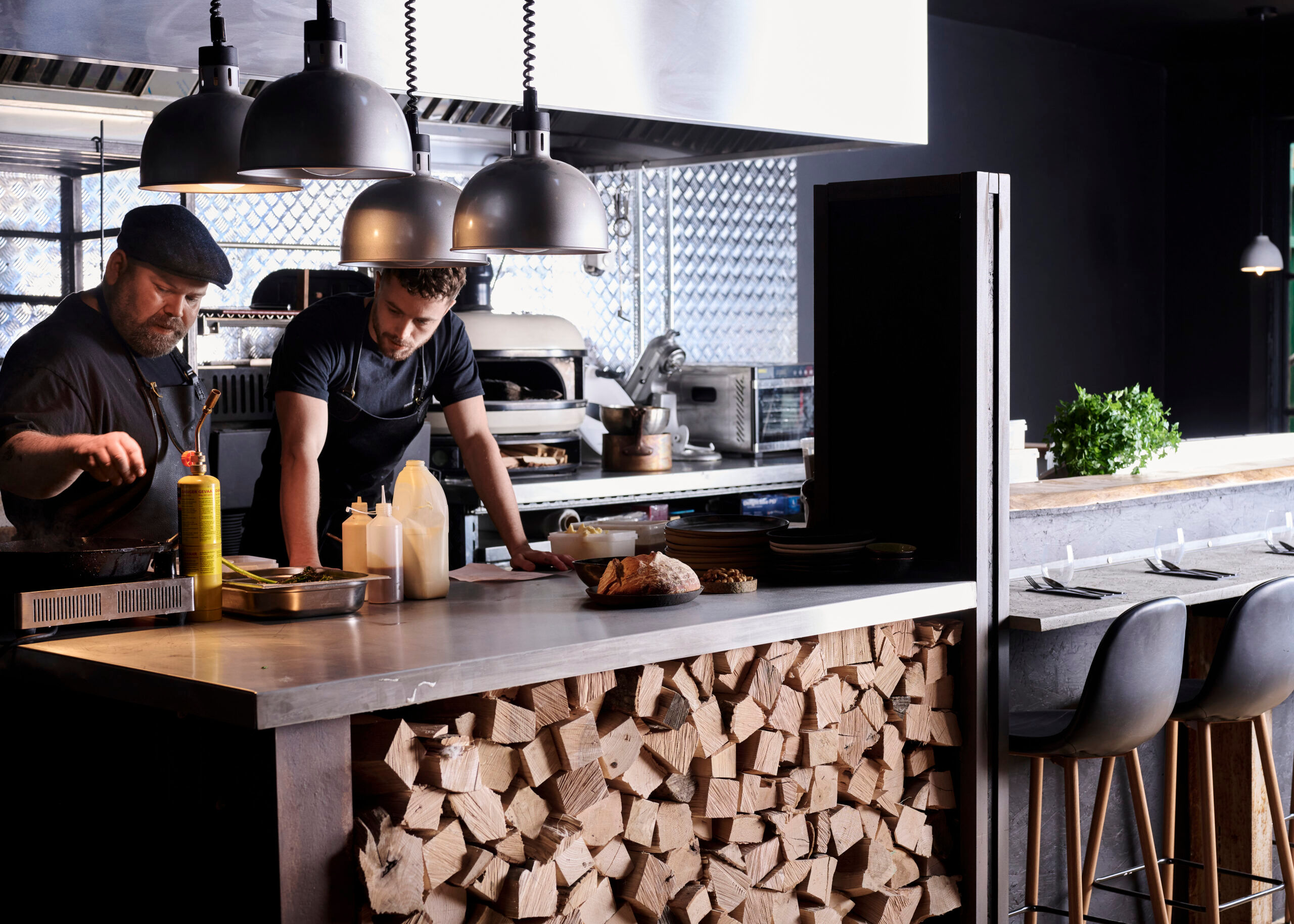 chefs at the pass at Embers restaurant in Brighton