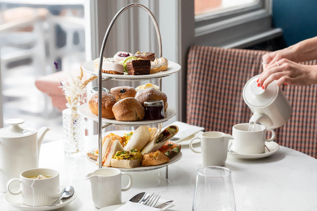 landscape image of the afternoon tea served at Metropole