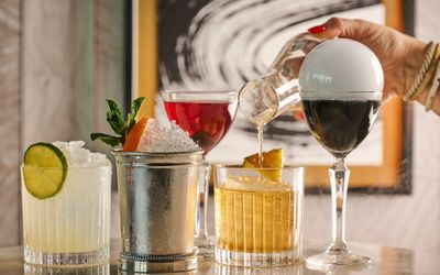 a selection of colourful cocktails in different glasses. They look exotic and exciting.