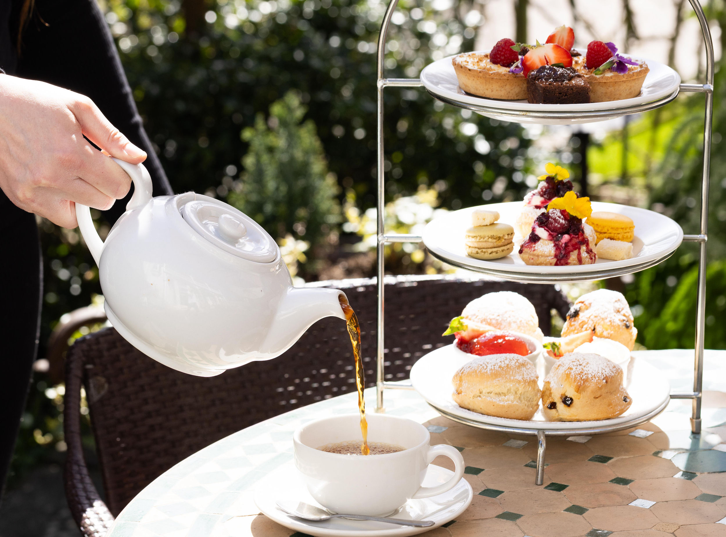 afternoon tea in Sussex - tea in the garden at Wingrove House in Alfriston