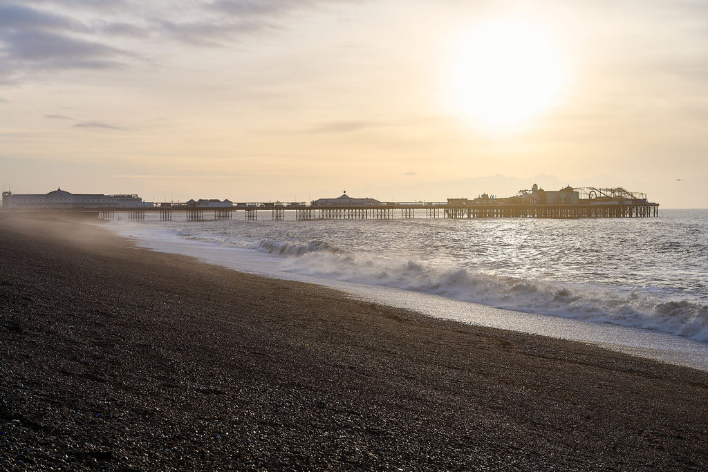 Brighton beach on a hazy morning