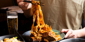 The Biang Biang noodles served with meat at Shaaxni Brighton, located on Preston Street or Restaurant Street.