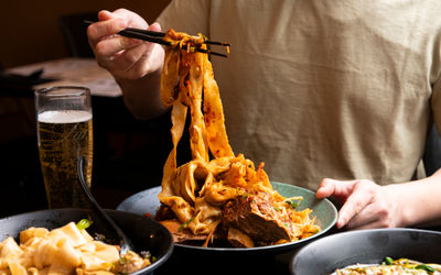 The Biang Biang noodles served with meat at Shaaxni Brighton