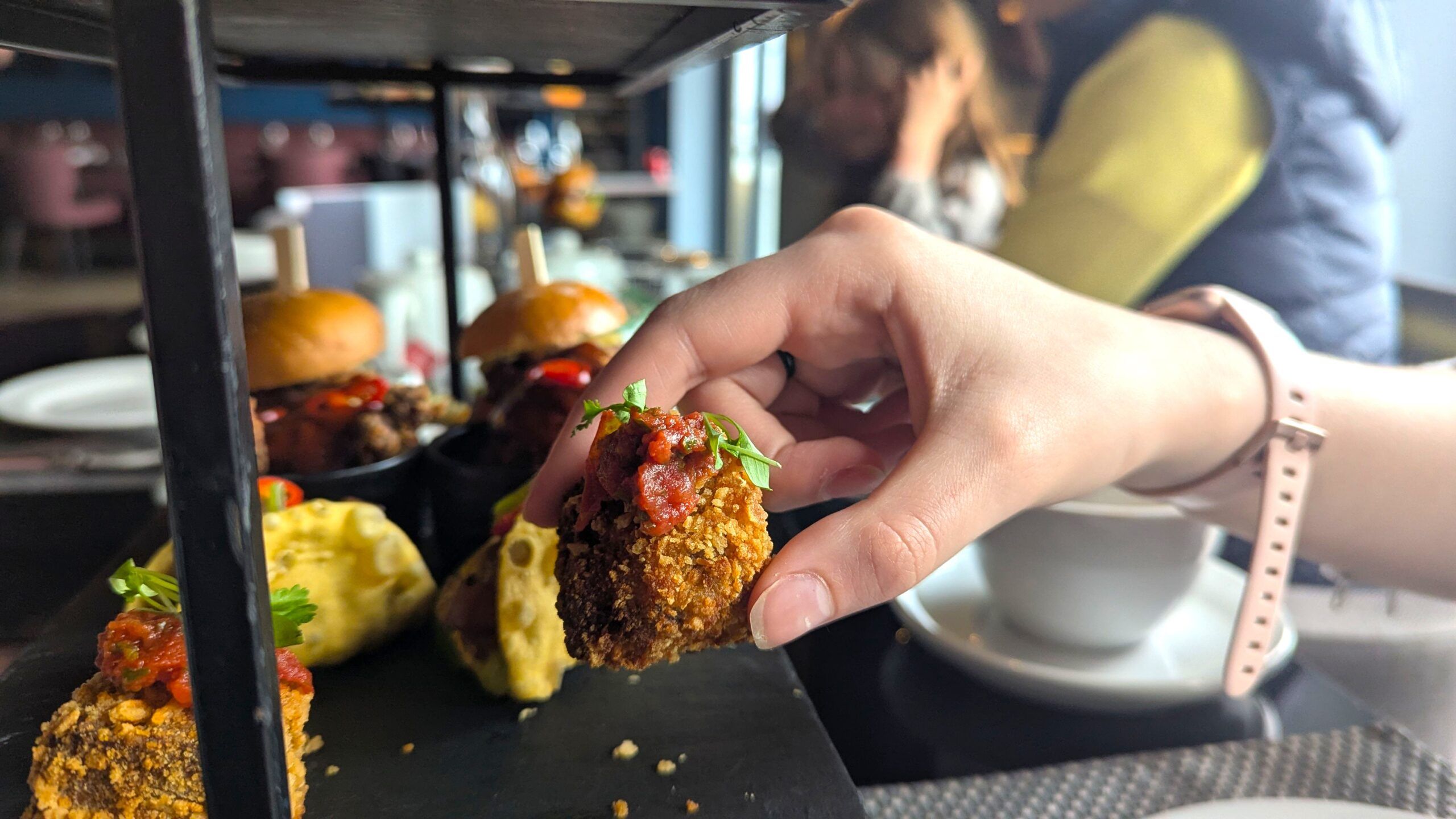 finger foods on the afternoon tea tray at Malmaison. Family afternoon tea Brighton