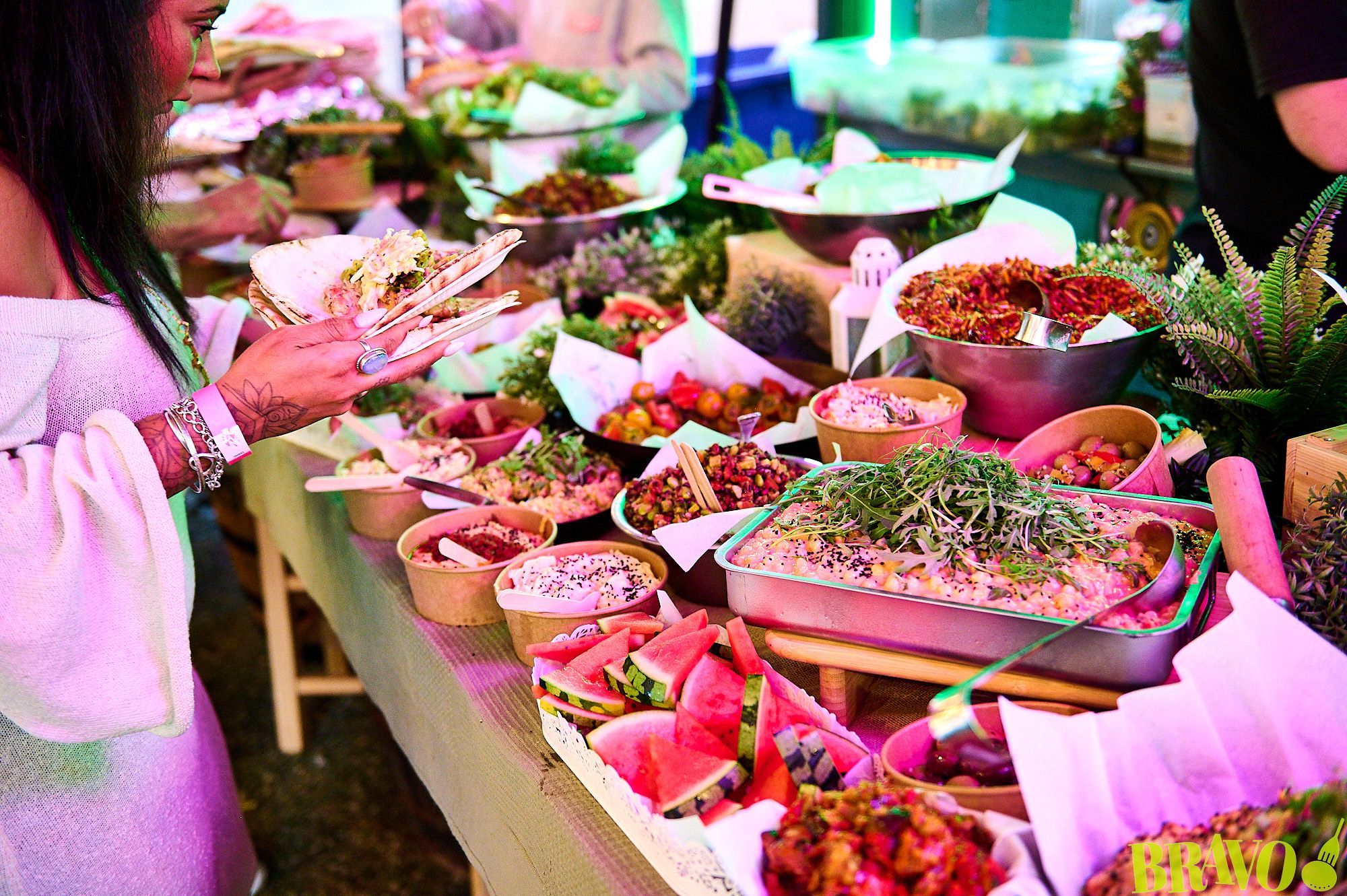 catering food served on the table at the BRAVO party