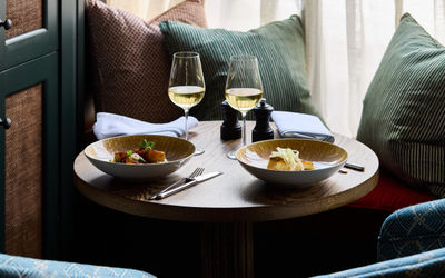 Hallibut & scallops cosy corner at the Le Flamant