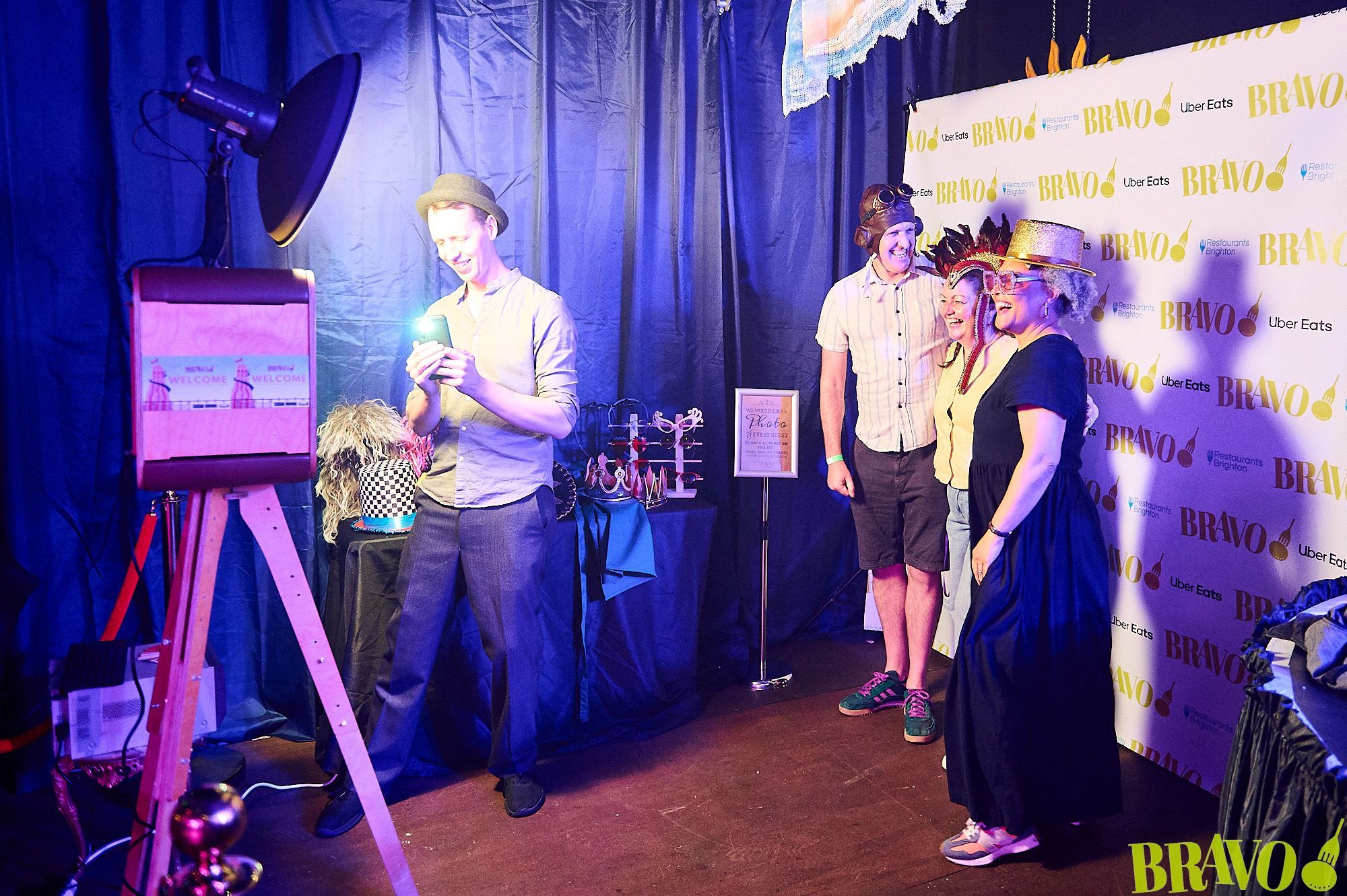 Dan helping with photo booth at the BRAVO party